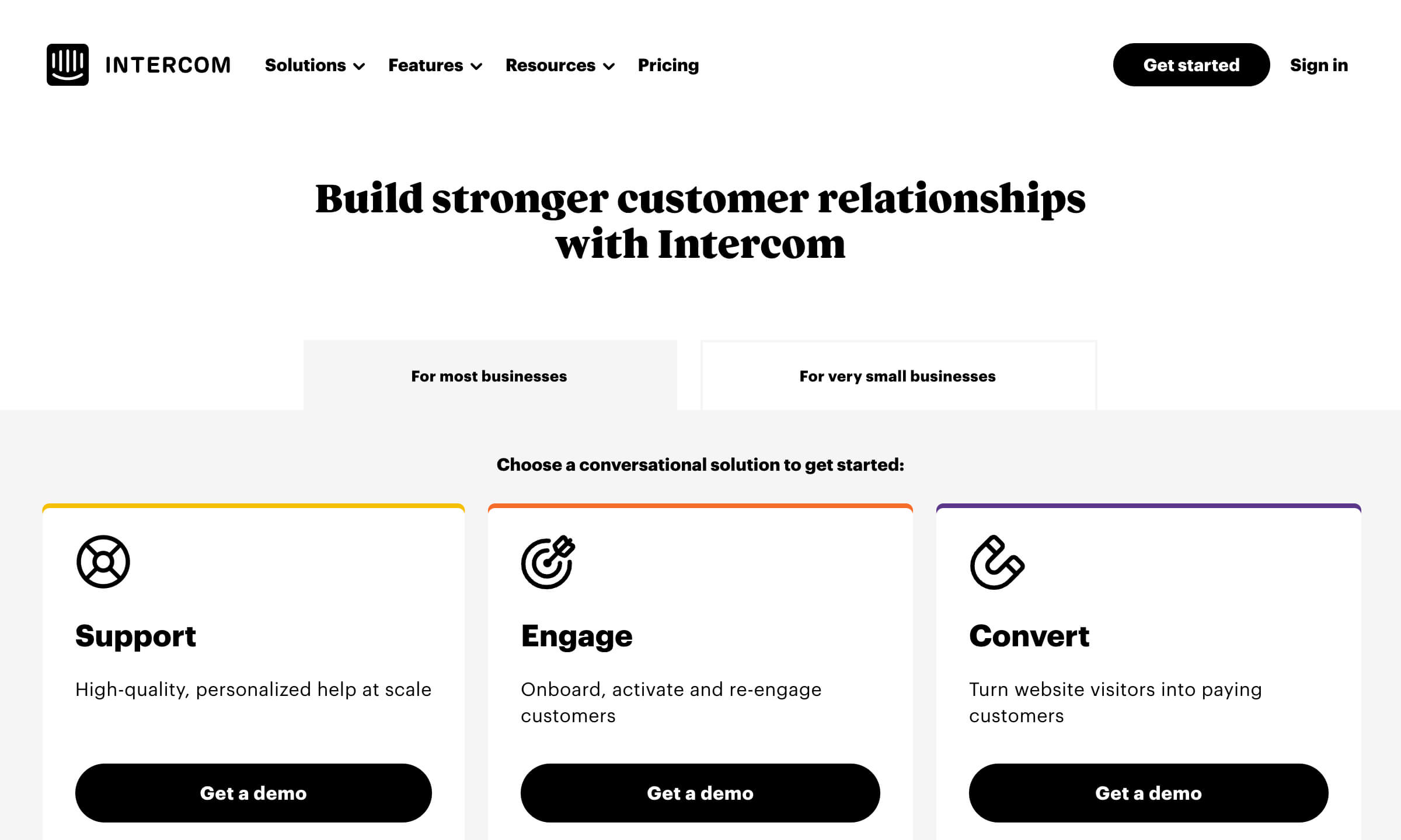 The Intercom pricing page.